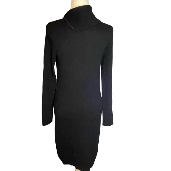 Kinross Cashmere Black Chunky T-Neck Dress Sheath Long Sleeve Sz S RN 104647 - Picture 2 of 14